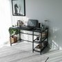 Hanah Home Mesa de Estudio M101F 130x60cm, Cristal Templado y Metal, Diseño Moderno e Industrial